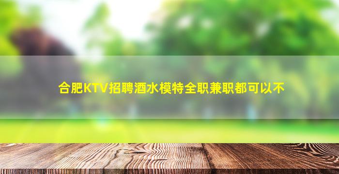 合肥KTV招聘酒水模特全职兼职都可以不